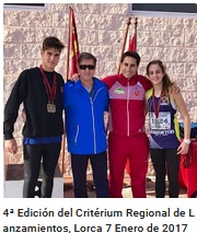 4ª Edición del Critérium Regional de Lanzamientos, Lorca 7 Enero de 2017