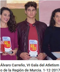 Álvaro Carreño, VI Gala del Atletismo de la Región de Murcia. 1-12-2017